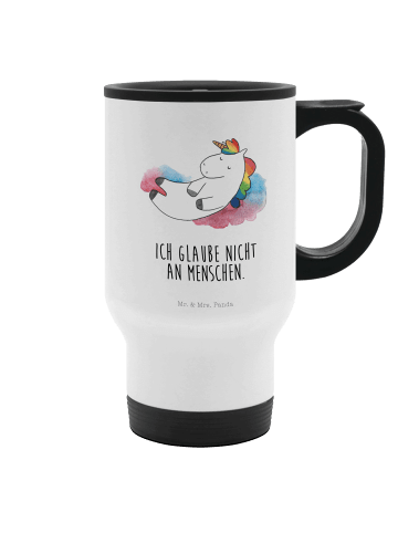Thermobecher Einhorn Wolke 7 mit Spruch in Weiß