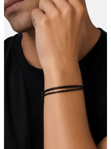 Herrenarmband Eero silberfarben poliert in schwarz