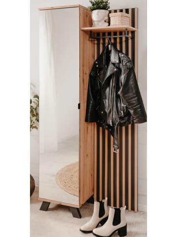 Garderobe Eiche Artisan, grau 80 cm, Kompaktgarderobe mit Spiegel