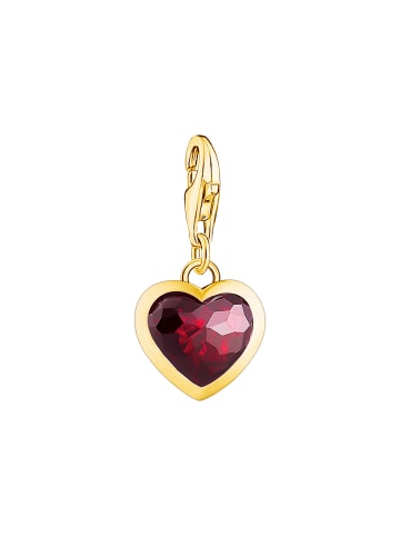 Charm Herz Granatrot in gold, rot