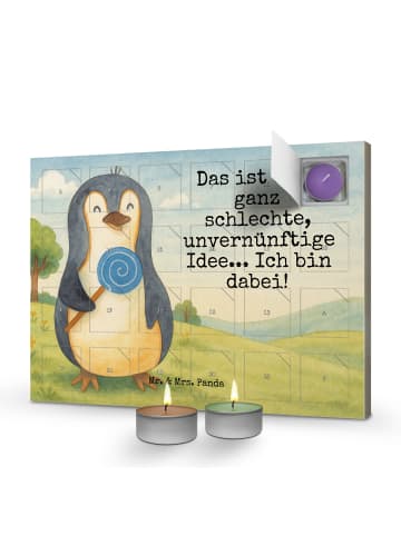 Adventskalender mit Kerzen Pinguin Lolli Design... in Weiß