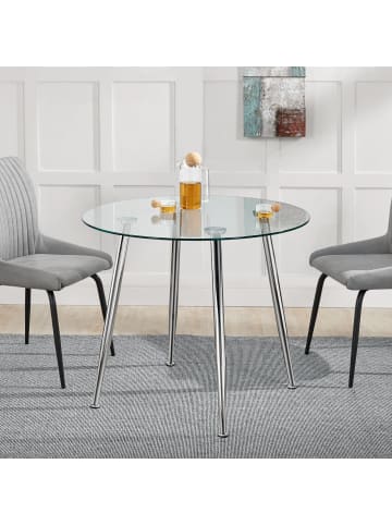 Glastisch Humppila in Silber (D)87cm (H)75cm
