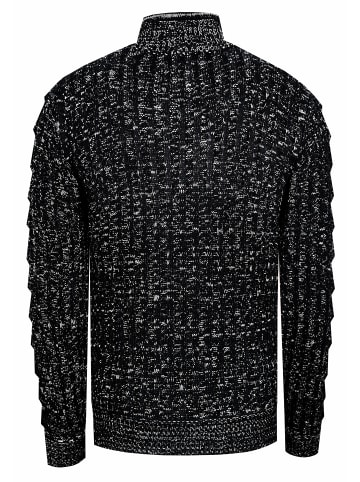 1/2 Zip Grobstrick Stehkragen-Pullover in Schwarz