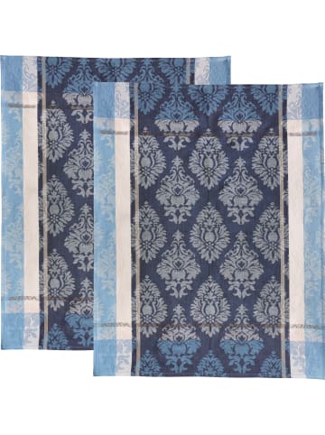 Jacquard, Halbleinen, Leinen/Halbleinen Geschirrtuch 2er-Pack in blau