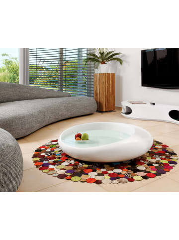 Couchtisch Ø 100 cm rund - 10 mm Weißglasplatte und Korpus Fiberglas in Weiß