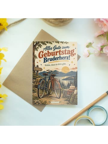 Geburtstagskarte Vintage-Fahrräder nostalgisch ... in Weiß