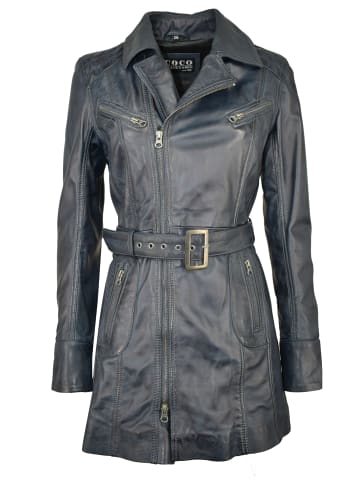 Leder Kurzmantel Sara in blau