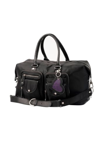 Wickeltaschenset "Lissy" Schwarz Leder Kinderwagenbefestigungssystem Windeln