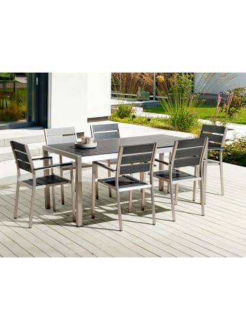 7-tlg Gartentisch Set VERNIO in Schwarz/Silber