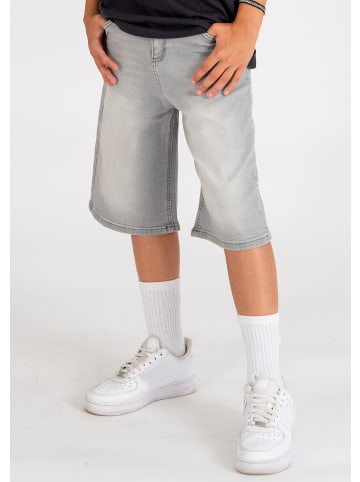 Bermuda-Jeans Skater Shorts slim fit schmaler Bund in light grey