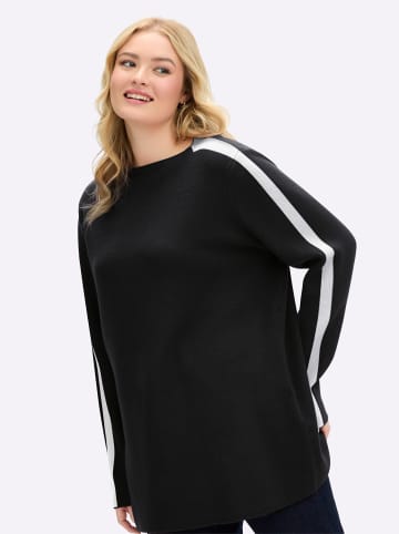 Pullover in schwarz-ecru