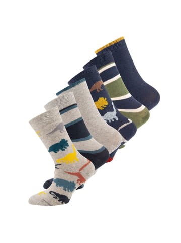 6er-Set Socken 6er Pack Ringel/Dino in tinte-sweater grau