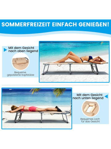 Sonnenliege mit Kopfstütze in Beige
