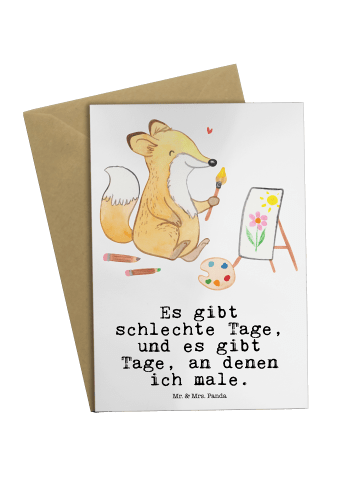 Grußkarte Fuchs  Malen mit Spruch in Weiß