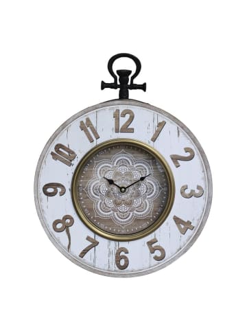 Wanduhr mit floralem Muster in antique creme