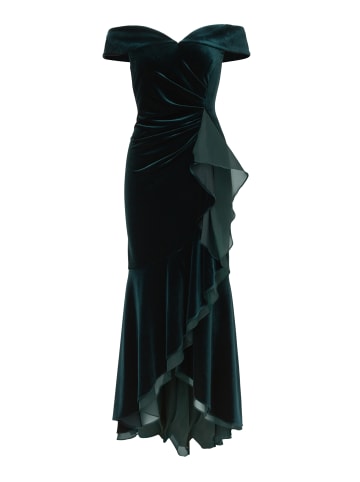 Langes Abendkleid Velvet Off The Shoulder Gown in Hunter
