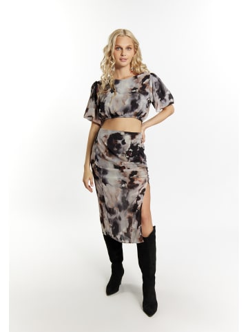 Damen Bluse Mit Batikmuster in Schwarz Mehrfarbig