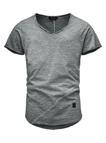 Basic Oversize T-Shirt mit V-Ausschnitt NYC in Anthrazit
