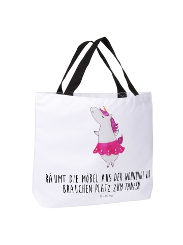 Strandtasche Einhorn Ballerina mit Spruch in Weiß