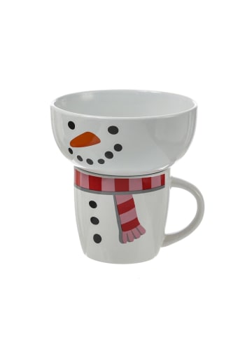 Frühstücksset Schneemann (Becher und Müslischale) in weiß