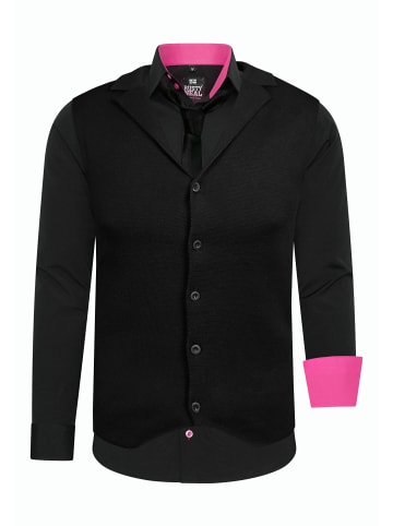 Hemd mit Weste und Krawatte in Schwarz / Pink