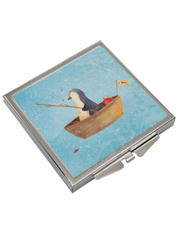 Schminkspiegel Pinguin Angelboot ohne Spruch in Eisblau