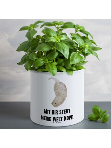 Großer Blumenkübel Otter Kopfüber mit Spruch in Weiß