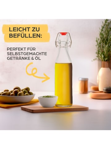 6er Set Glasflaschen 500ml Bügelverschluss Eckig - Bügelflaschen Zum