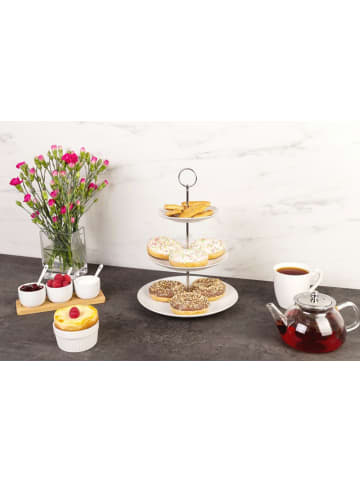 Etagere aus Keramik mit 3 Ebenen in Weiß, 35 cm