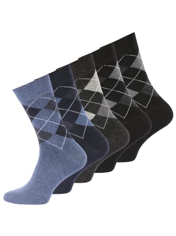 10 Paar Baumwoll Socken Karo Classics in Schwarz/Grau/Blau