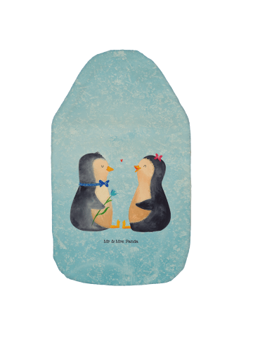 Wärmflasche Pinguin Pärchen ohne Spruch in Eisblau