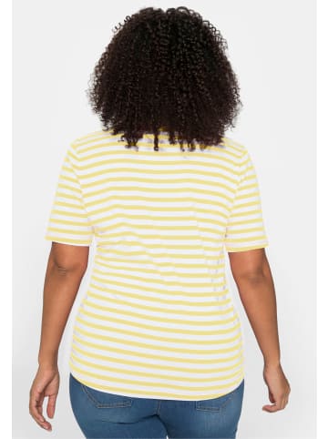T-Shirt in zitrone-weiß