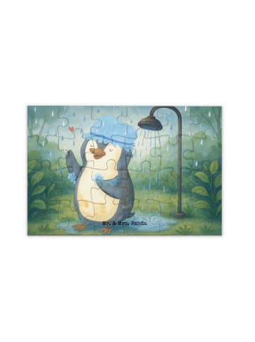Puzzle Pinguin Duschen Design ohne Spruch in Weiß