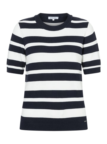 Kurzarm-Pullover mit Streifen in marine/offwhite