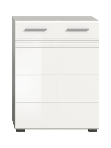 Midischrank in hellgrau/weiß hochglanz  - (B) 60 x (H) 80 x (T) 30