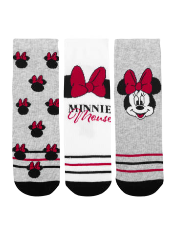 3er Pack Disney Minnie Mouse Socken Sneaker Strümpfe in grau