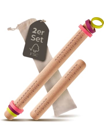 Nudelholz mit Abstandshalter - 2er Set - Teigroller aus nachhaltigem