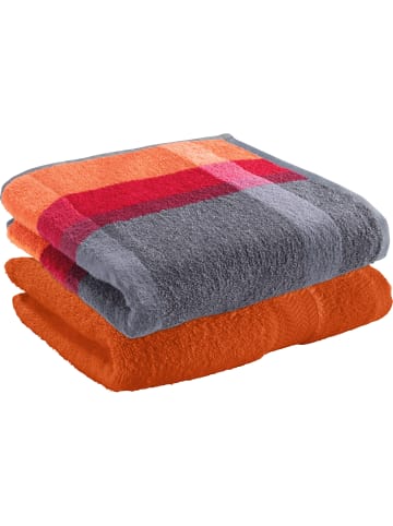 Frottier Duschtuch-Set 2er-Pack in orange/anthrazit