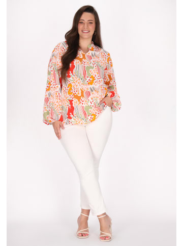 Damen Plus Size Blouse in ORANGE PRINTED