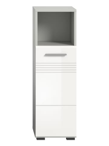 Standschrank in hellgrau/weiß hochglanz  - (B) 30 x (H) 95 x (T) 30