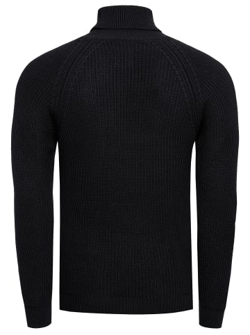 Grobstrick Slim Fit Rollkragen-Pullover in Schwarz