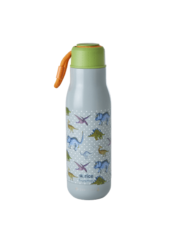 Rostfreie Stahl Flasche New Dino Print in graublau
