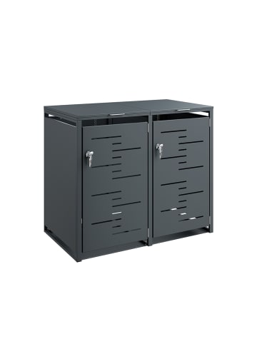 Abfallsammlerbox in Mattes Dunkelgrau - (W) 80 x (H) 116 x (L) 134 cm