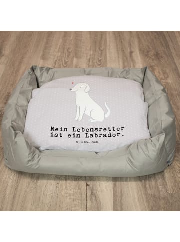 Hundebett Labrador Lebensretter mit Spruch in Grau Pastell