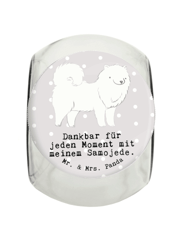 Leckerli Glas Samojede Moment mit Spruch in Grau Pastell