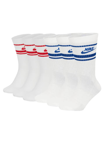 Socken 6er Pack in Weiß/Rot/Weiß/Blau