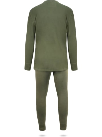 Herren Winter Plüschunterwäsche Set in Oliv