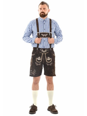A. Salvarini Herren Trachten Lederhose AS451 in Dunkelbraun