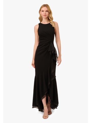 Langes Abendkleid Ruffle Crepe Halter Gown in schwarz