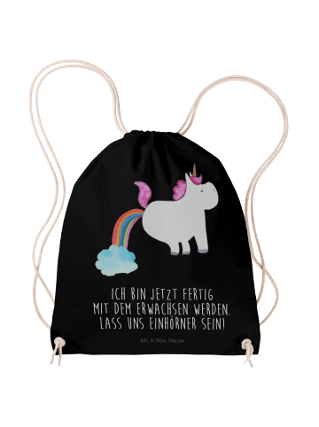 Sportbeutel Einhorn Pupsen mit Spruch in Schwarz